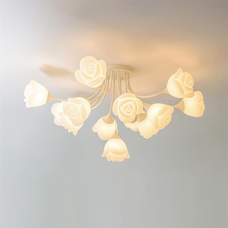 Luminaire Rose Plafonnier Florale Abat-jour Romantique Lueur