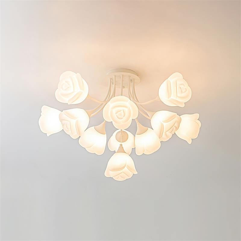 Luminaire Rose Plafonnier Florale Abat-jour Romantique Lueur