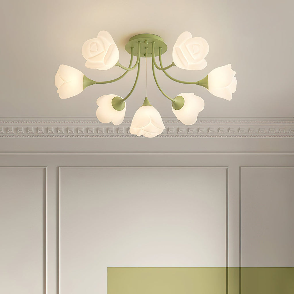 Luminaire Rose Plafonnier Florale Abat-jour Romantique Lueur