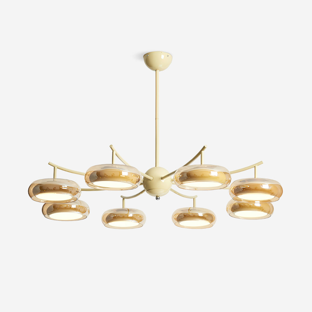 Luminaire en verre Rotan Lustre Orbes en Verre Crème Sérénité