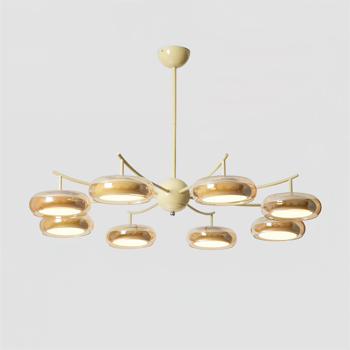 Luminaire en verre Rotan Lustre Orbes en Verre Crème Sérénité