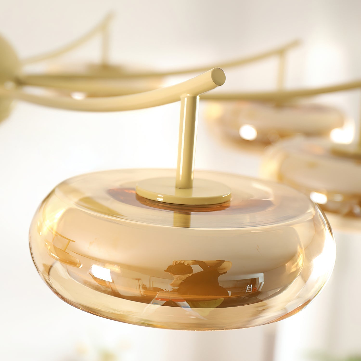 Luminaire en verre Rotan Lustre Orbes en Verre Crème Sérénité