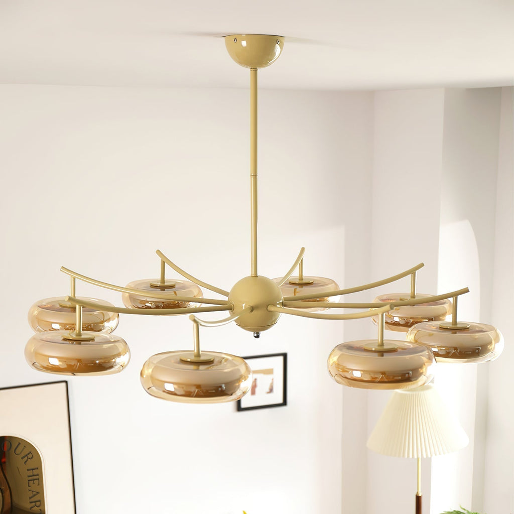 Luminaire en verre Rotan Lustre Orbes en Verre Crème Sérénité