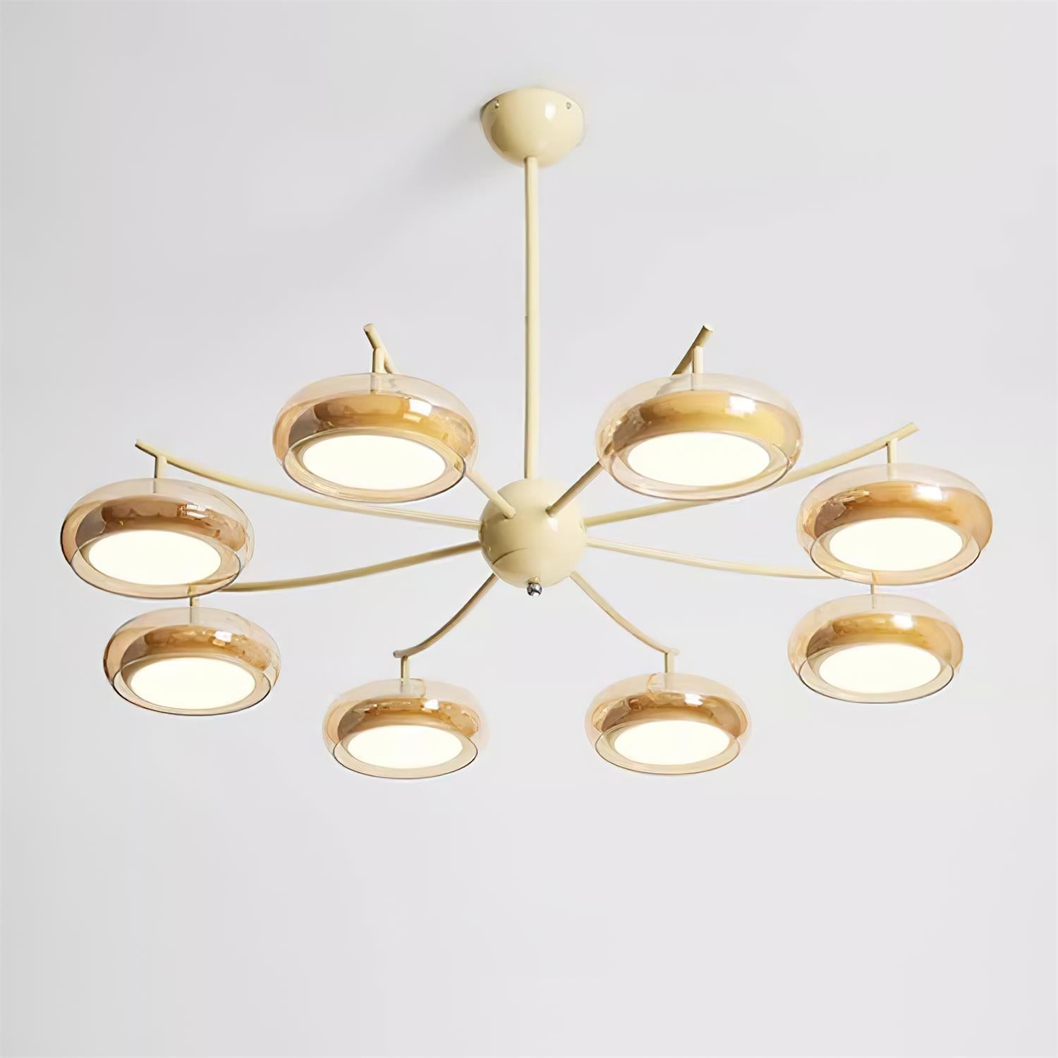 Luminaire en verre Rotan Lustre Orbes en Verre Crème Sérénité
