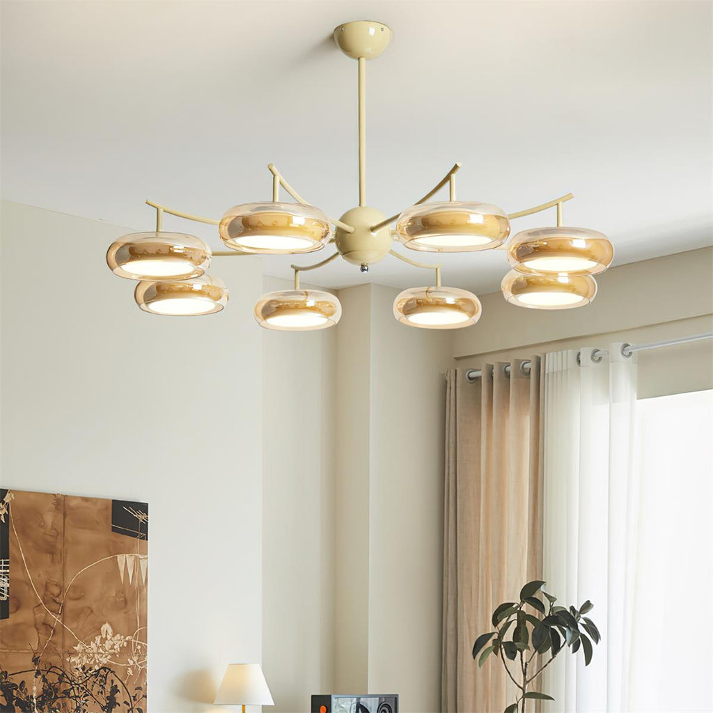 Luminaire en verre Rotan Lustre Orbes en Verre Crème Sérénité