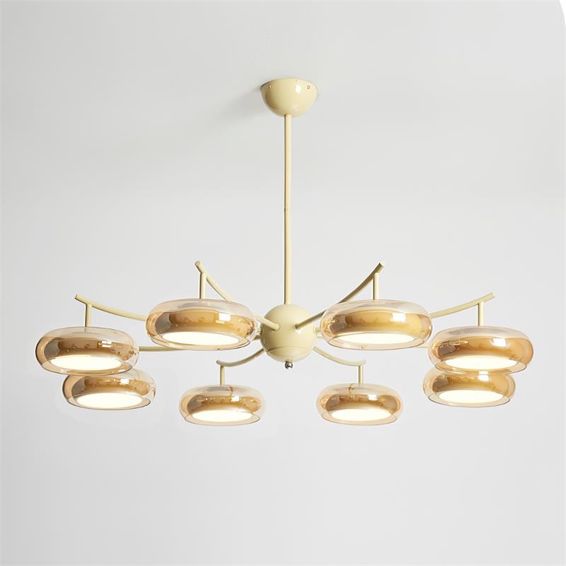Luminaire en verre Rotan Lustre Orbes en Verre Crème Sérénité