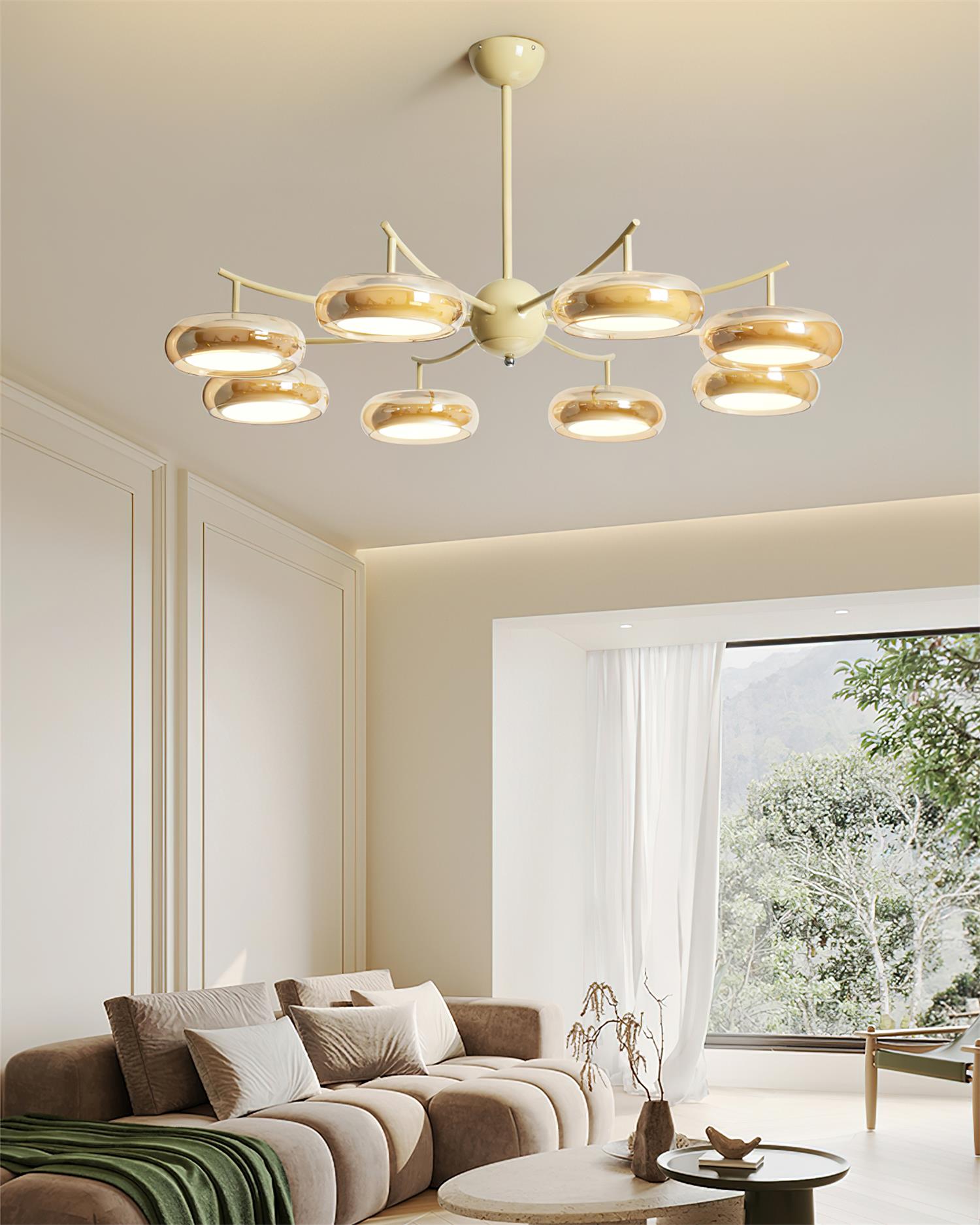 Luminaire en verre Rotan Lustre Orbes en Verre Crème Sérénité