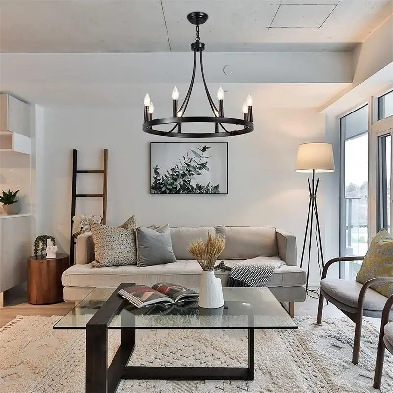 Amérique Fer Forgé Lustre En Cristal Plafonnier E14 LED Bougies Éclairage 5 Têtes Luminaire Intérieur Salon Chambre