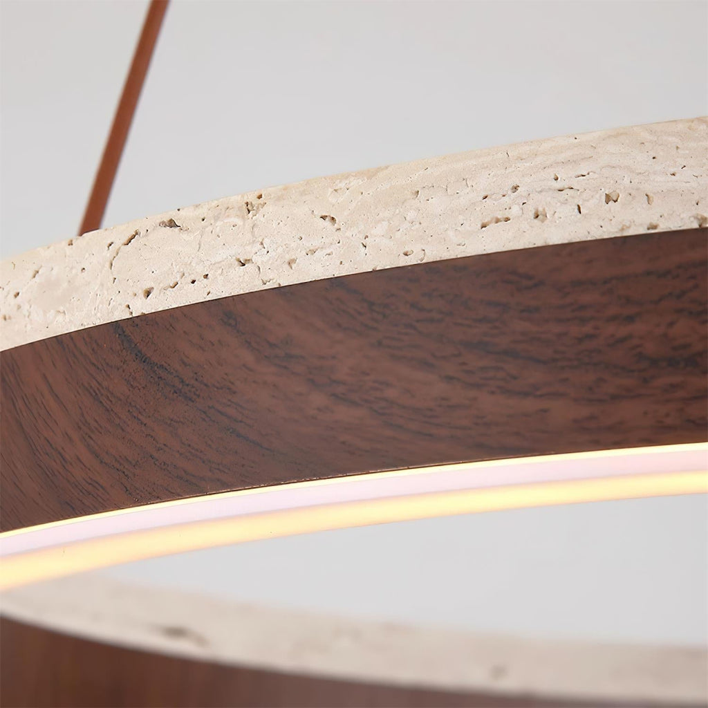 Luminaire en travertin Ritta Lustre Travertin Géométrie Anneau