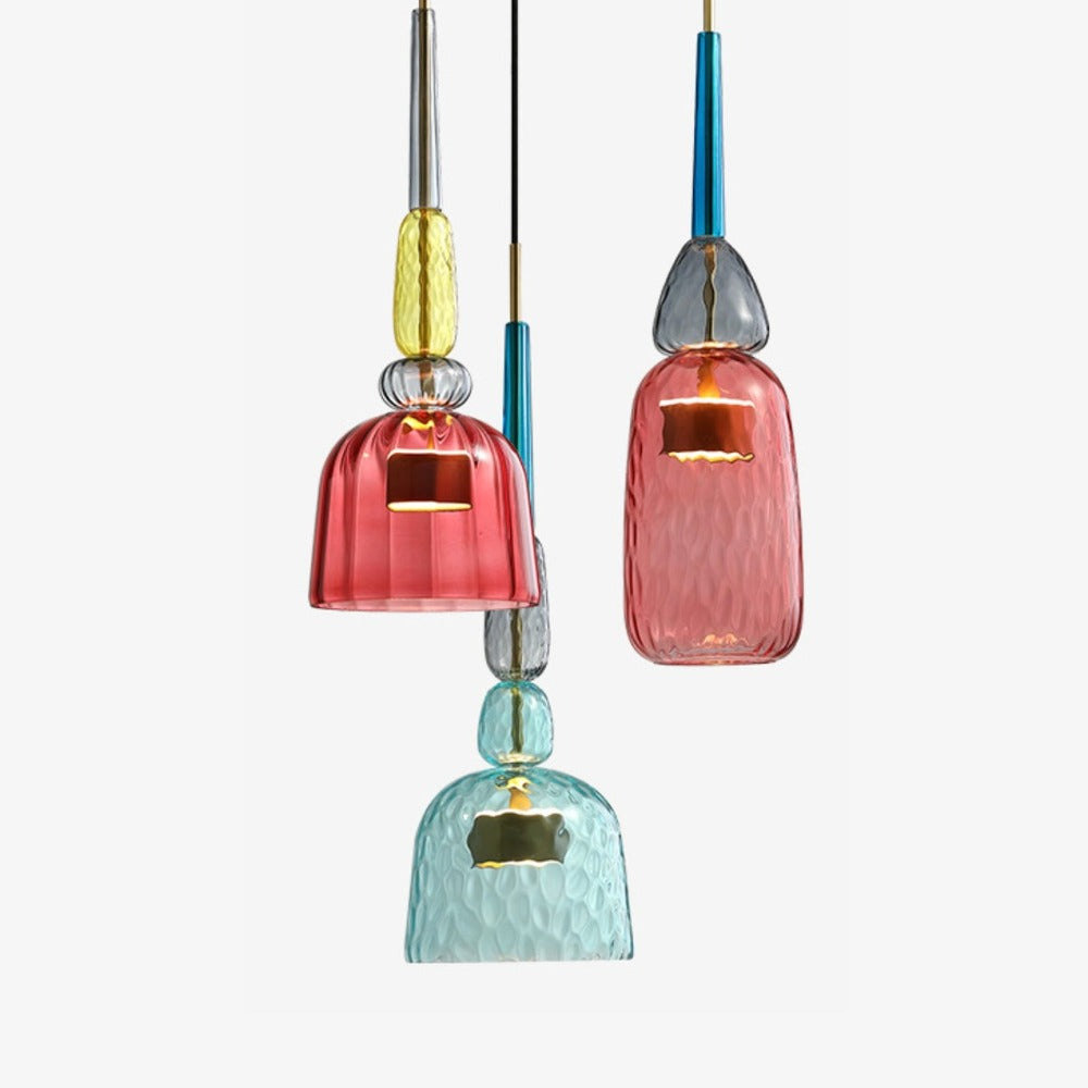 Suspension en verre Suspension design à LED en verre coloré Illumy