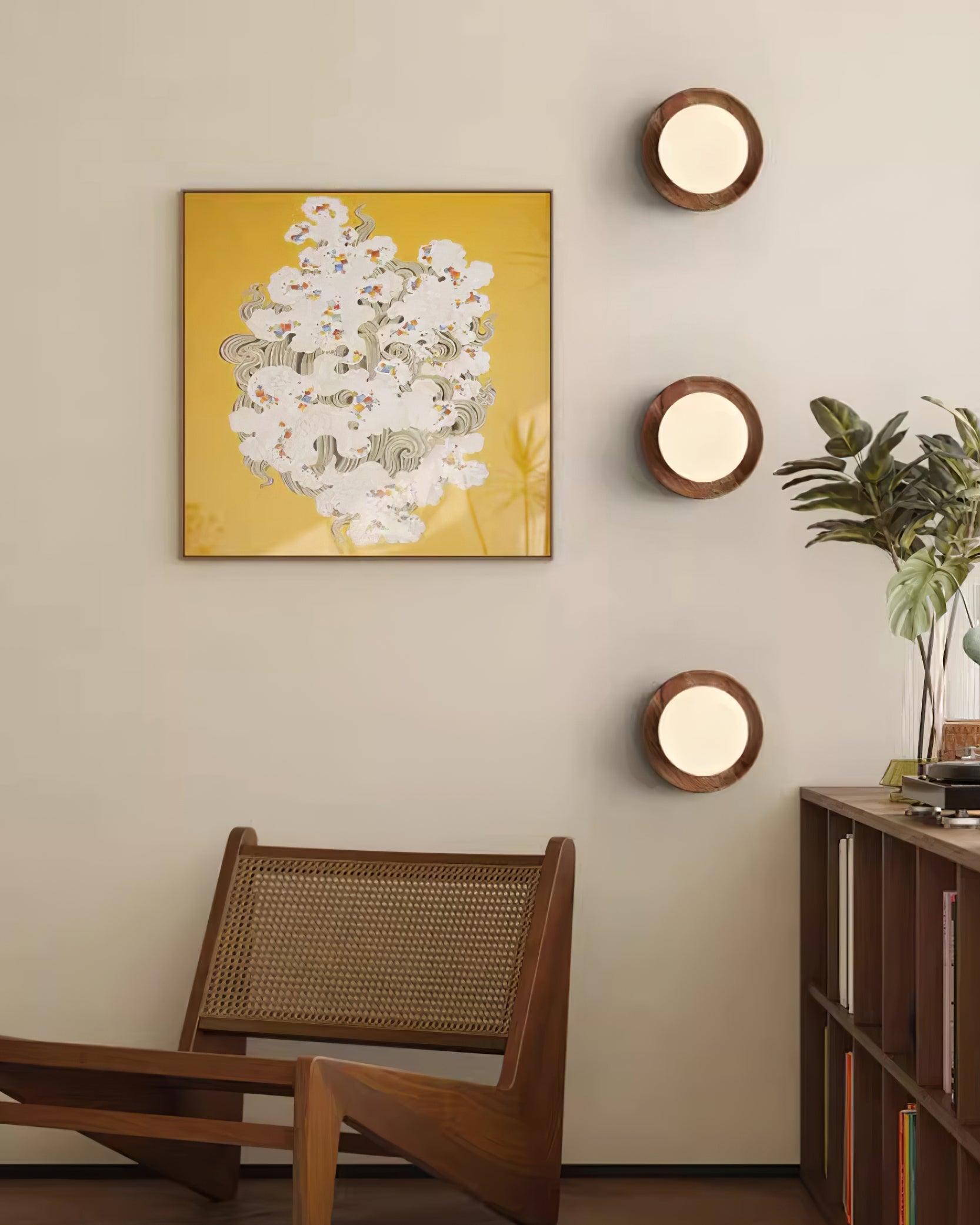 Applique murale Aetherin avec cadre en bois, style minimaliste