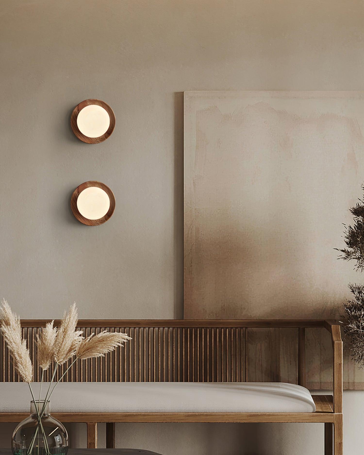 Applique murale Aetherin avec cadre en bois, style minimaliste