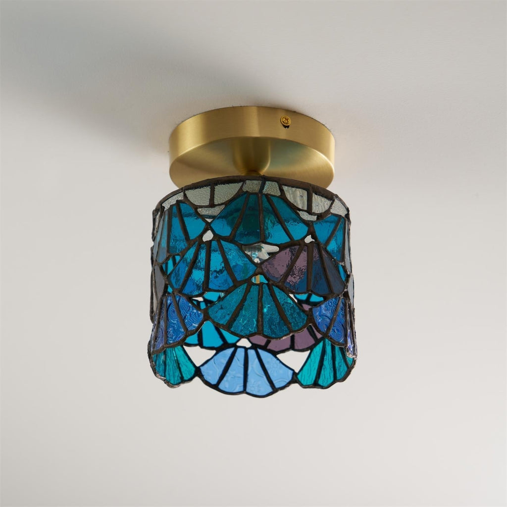 Luminaire en verre Rosavine Plafonnier Semi-Encastré Verre Coloré Tiffany