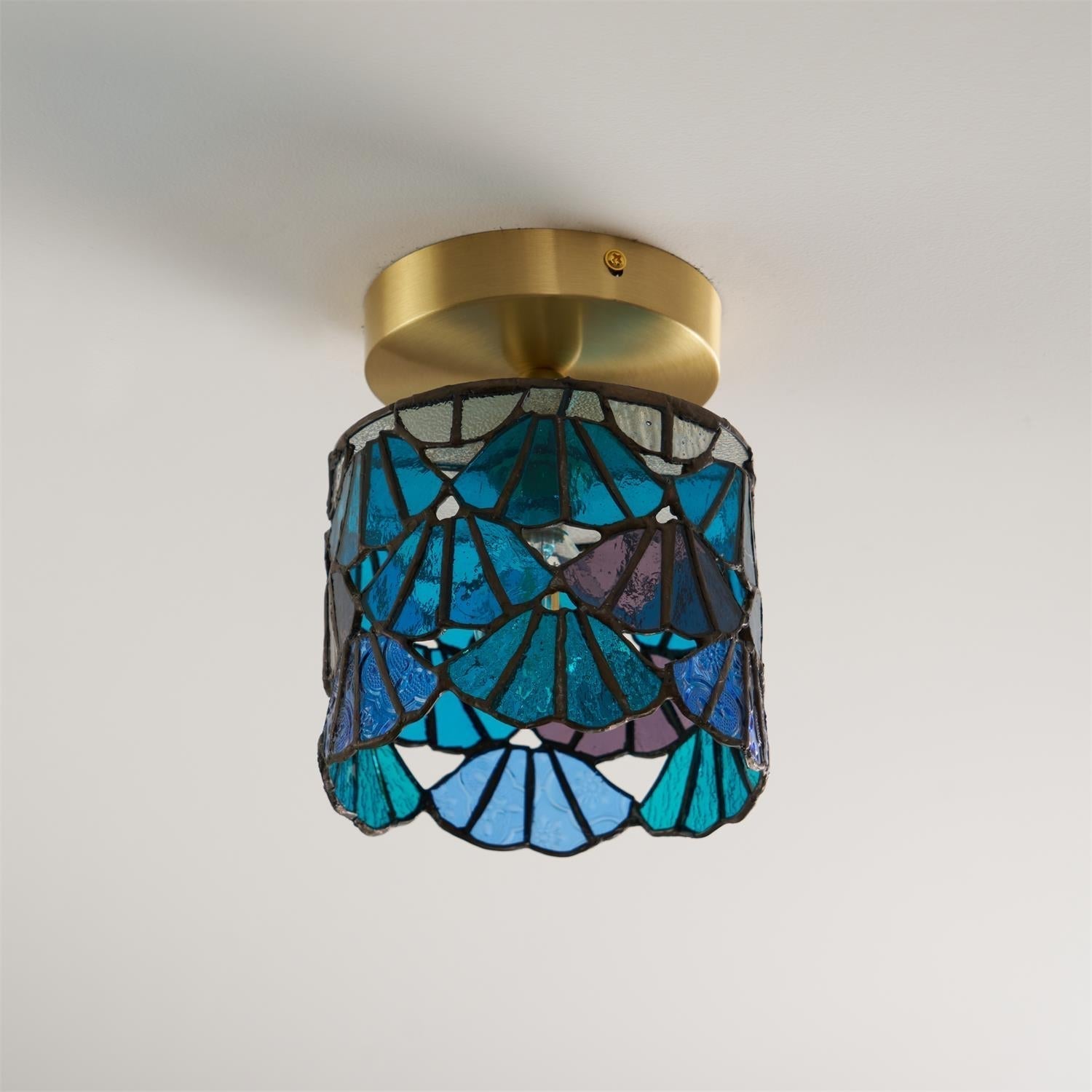 Luminaire en verre Rosavine Plafonnier Semi-Encastré Verre Coloré Tiffany