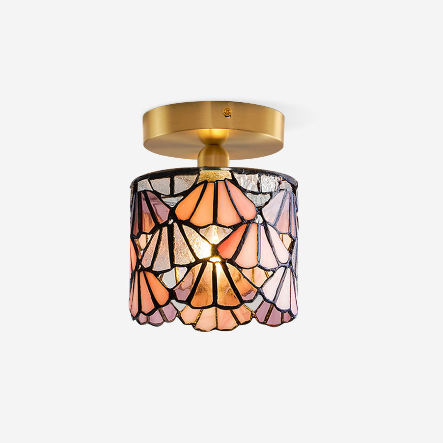 Luminaire en verre Rosavine Plafonnier Semi-Encastré Verre Coloré Tiffany