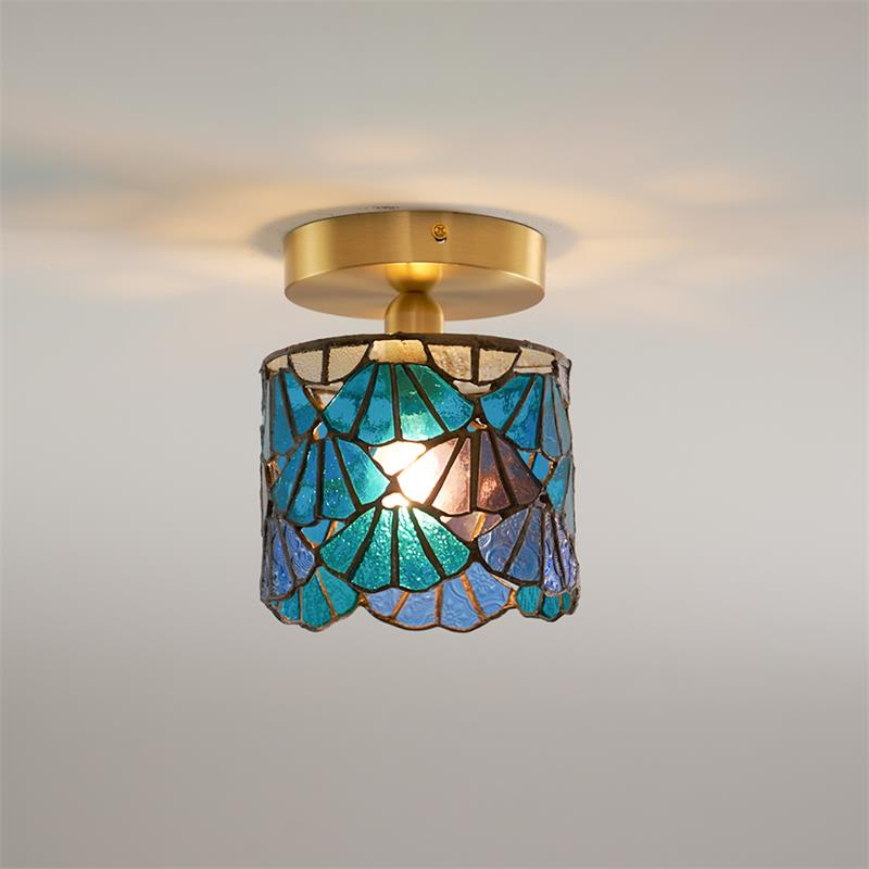 Luminaire en verre Rosavine Plafonnier Semi-Encastré Verre Coloré Tiffany
