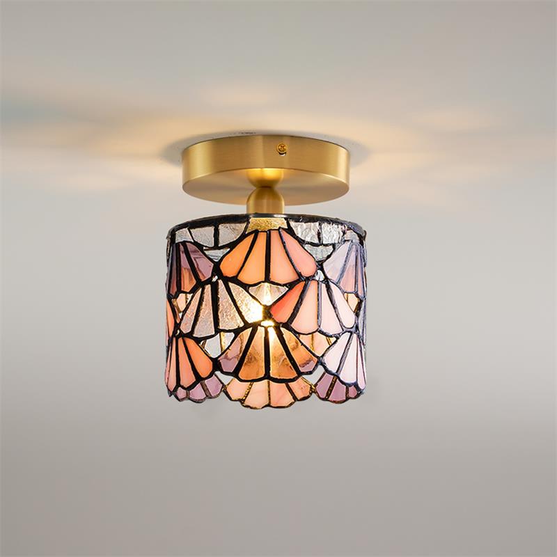 Luminaire en verre Rosavine Plafonnier Semi-Encastré Verre Coloré Tiffany