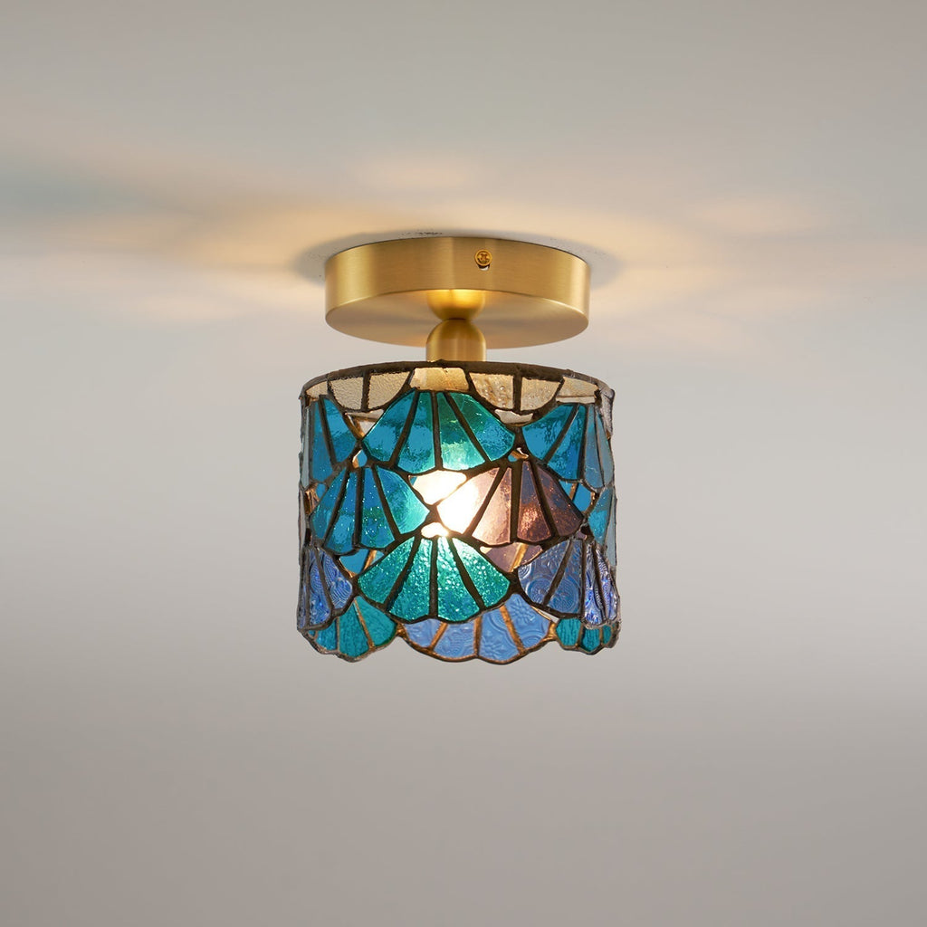 Luminaire en verre Rosavine Plafonnier Semi-Encastré Verre Coloré Tiffany