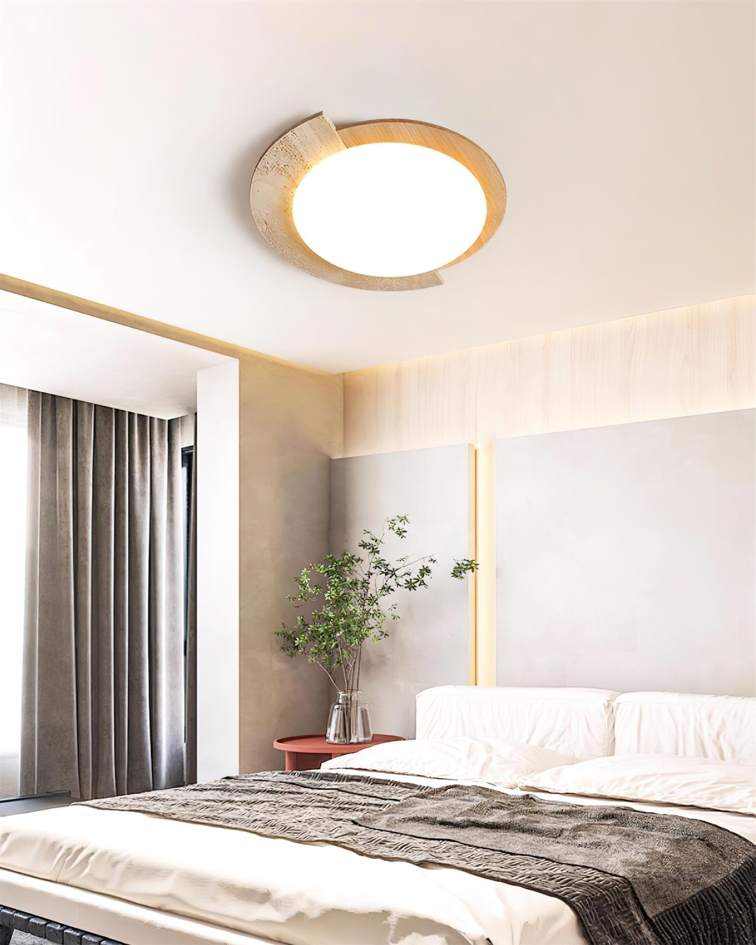 Luminaire en travertin Ritta Plafonnier Ovale LED Travertin