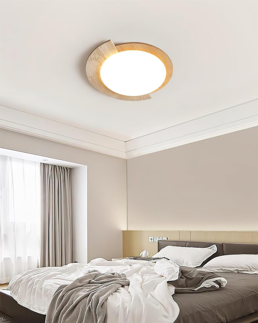 Luminaire en travertin Ritta Plafonnier Ovale LED Travertin