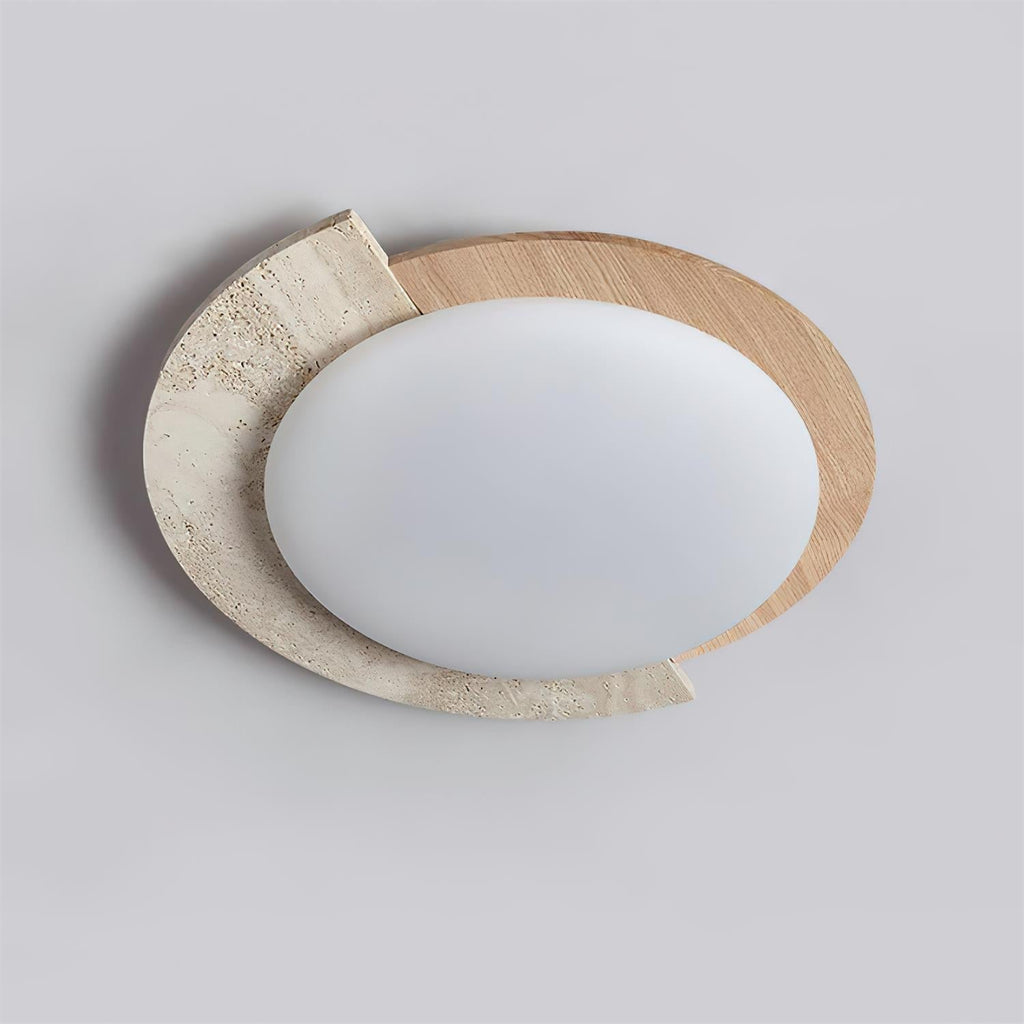 Luminaire en travertin Ritta Plafonnier Ovale LED Travertin