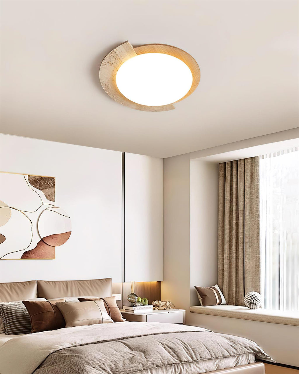 Luminaire en travertin Ritta Plafonnier Ovale LED Travertin