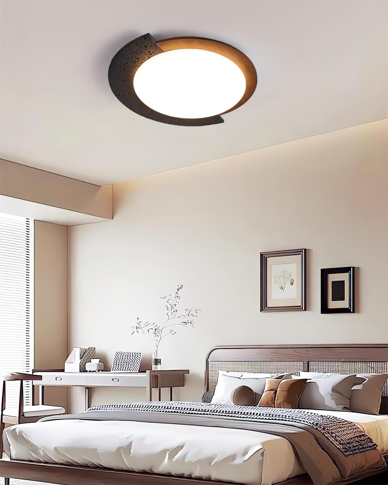Luminaire en travertin Ritta Plafonnier Ovale LED Travertin