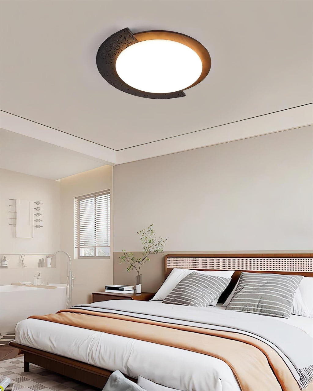 Luminaire en travertin Ritta Plafonnier Ovale LED Travertin