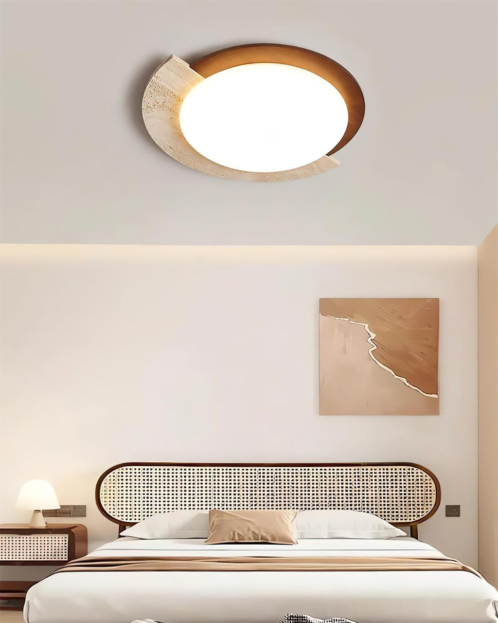 Luminaire en travertin Ritta Plafonnier Ovale LED Travertin