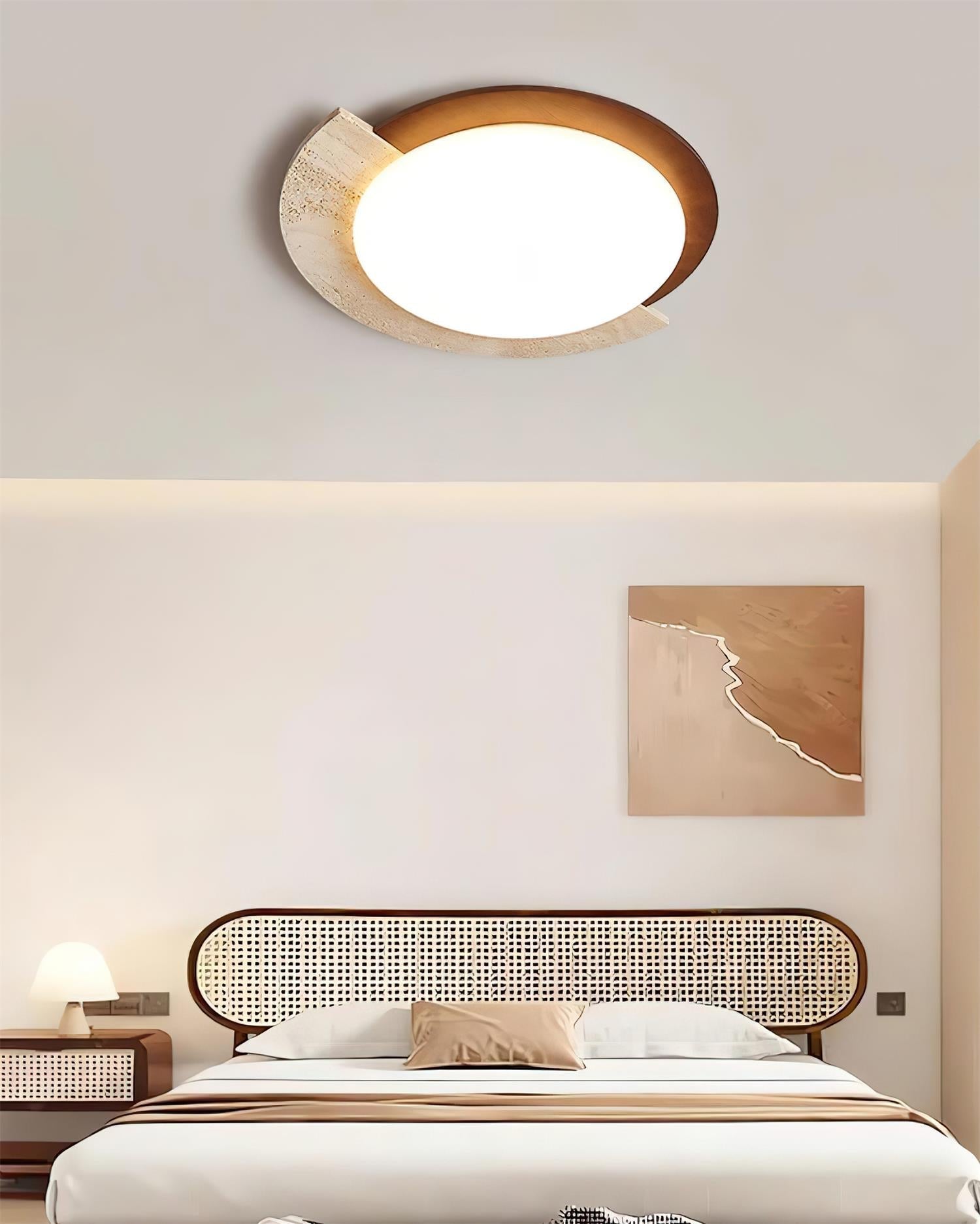 Luminaire en travertin Ritta Plafonnier Ovale LED Travertin