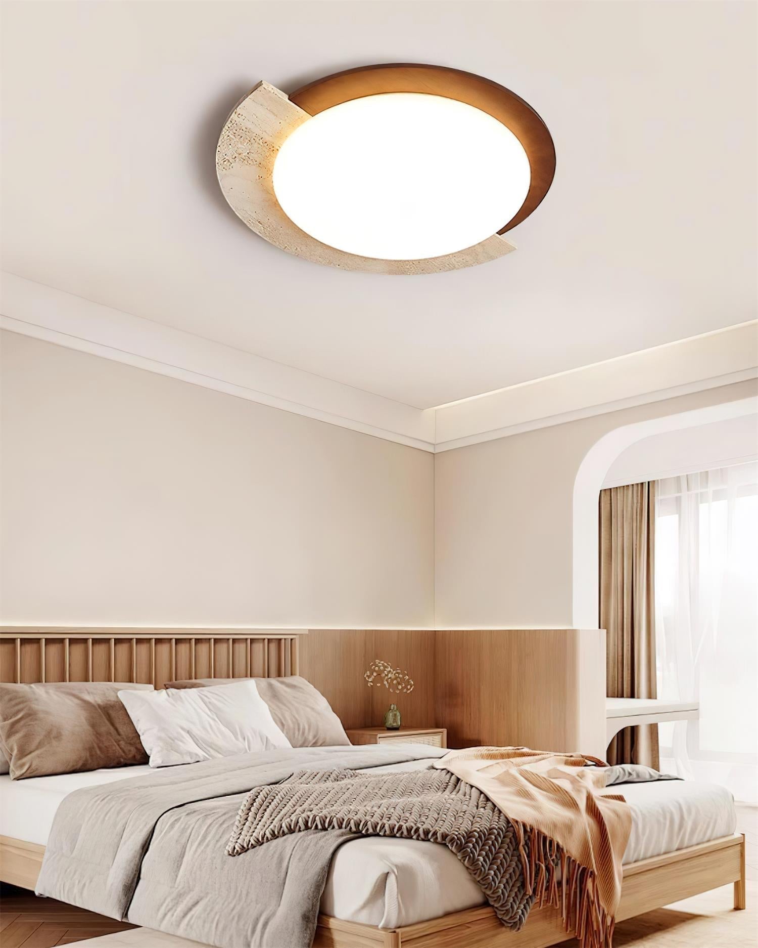 Luminaire en travertin Ritta Plafonnier Ovale LED Travertin
