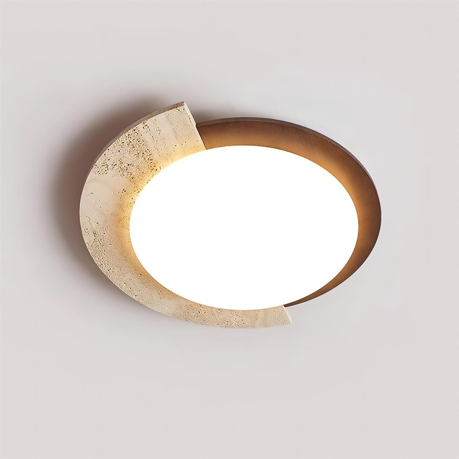 Luminaire en travertin Ritta Plafonnier Ovale LED Travertin