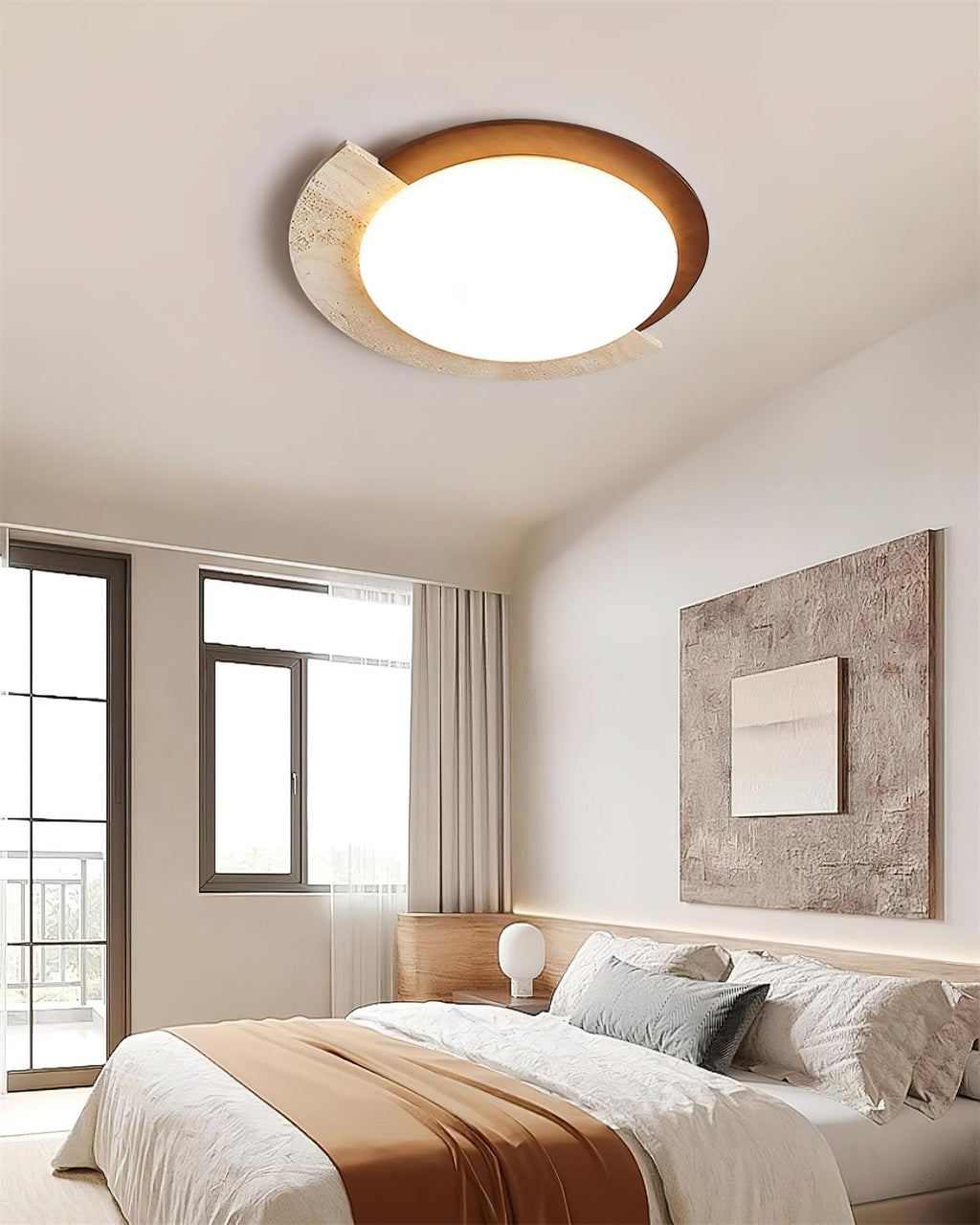 Luminaire en travertin Ritta Plafonnier Ovale LED Travertin