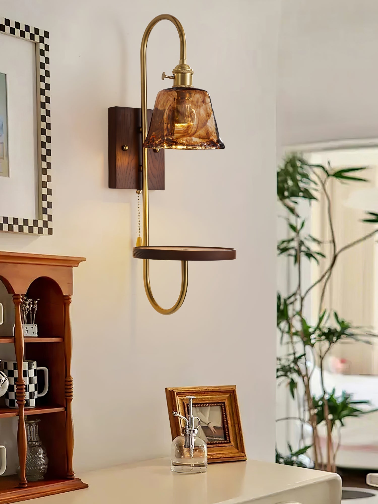 Altheus Applique murale en céramique et bois de noyer de style nordique