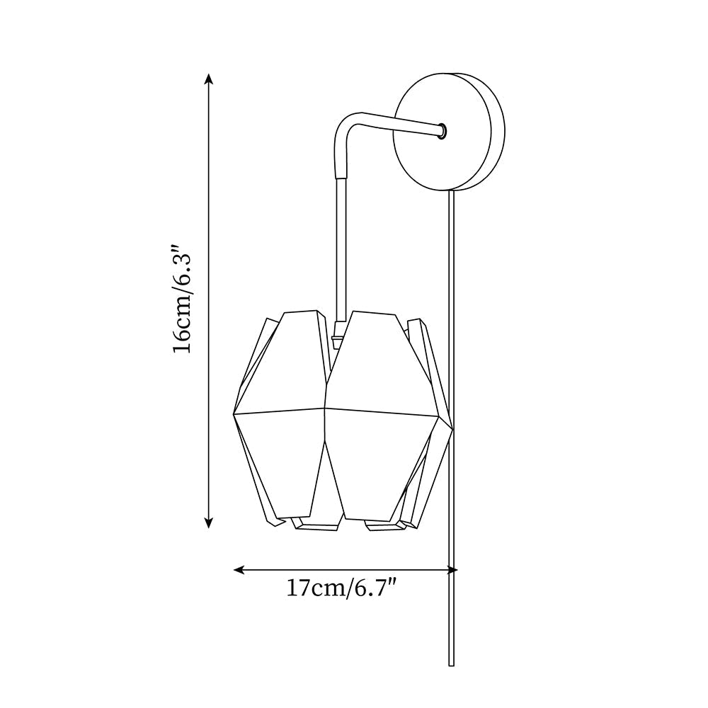 Applique Murale Corps Facetté Noyer Abat-jour Branchement Nordic