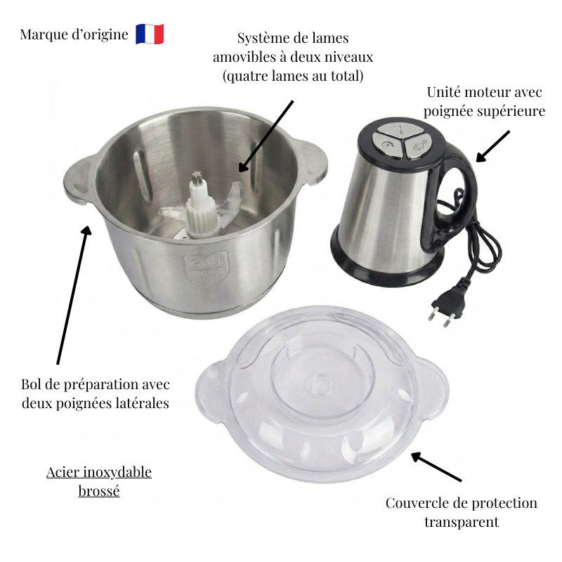 Hachoir à Viande Électrique 5L I 500W Inox 3 Vitesses I Grande Capacité Multifonction