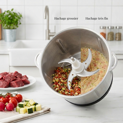 Hachoir à Viande Électrique 5L I 500W Inox 3 Vitesses I Grande Capacité Multifonction