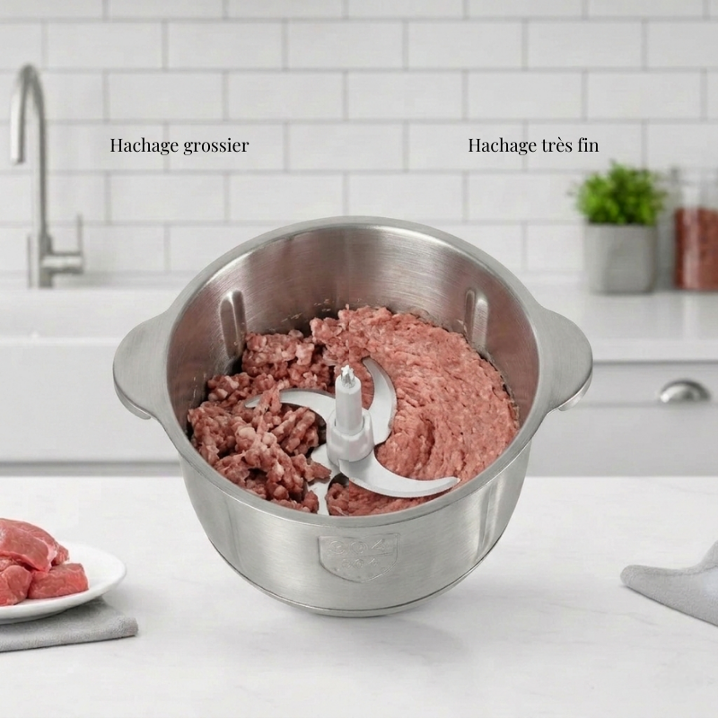 Hachoir à Viande Électrique 5L I 500W Inox 3 Vitesses I Grande Capacité Multifonction