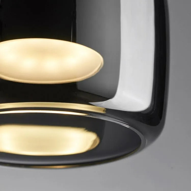 June Suspension Luminaire Design Verre Gris Fumé