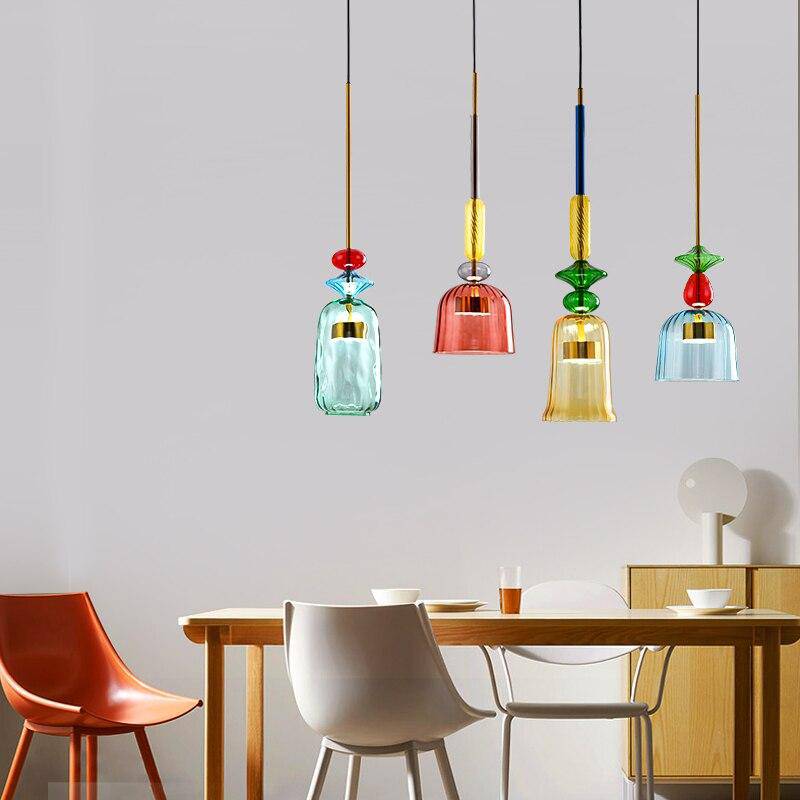 Suspension en verre Suspension design à LED en verre coloré Illumy